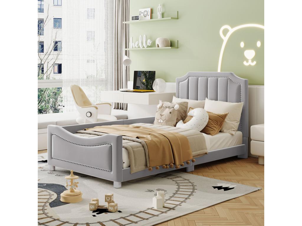 Tête de lit grise - 90 x 200 cm