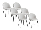 Ensemble de 6 chaises - Crème, revêtement en velours