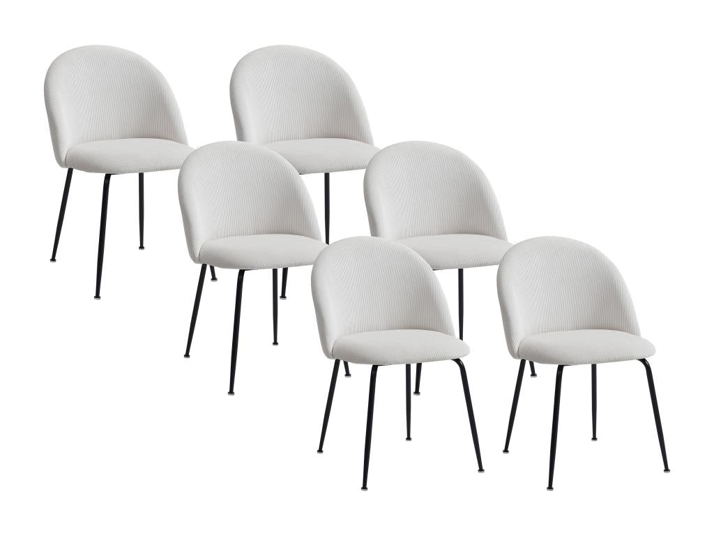 Ensemble de 6 chaises - Crème, revêtement en velours