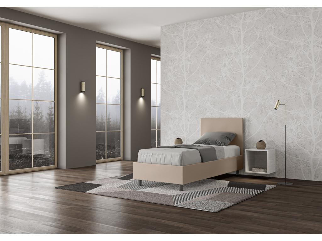 Lit taupe - Simili cuir