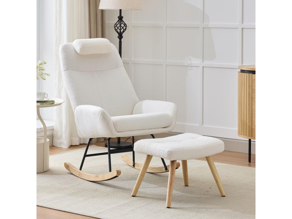 Fauteuil blanc - Revêtement en velours, 54 x 98 x 96,5 cm