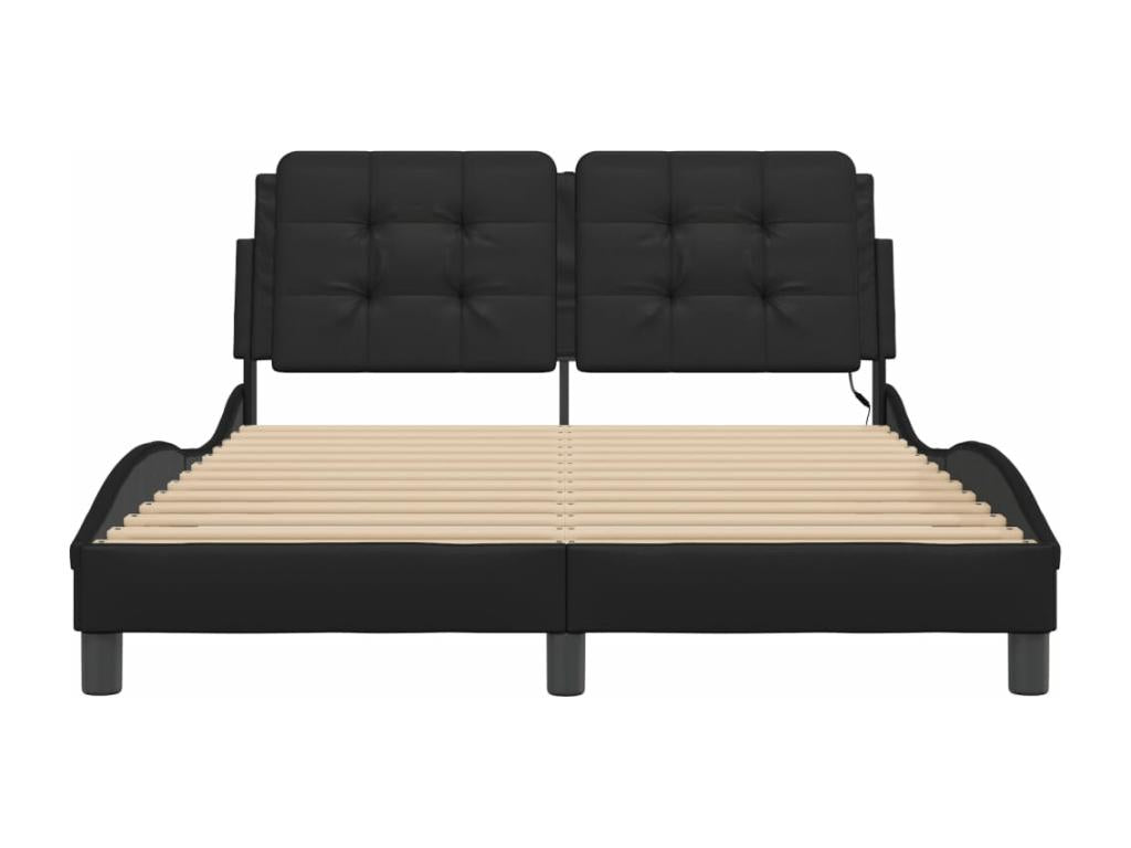 Cadre de lit noir - Simili cuir, LED, 140 x 200