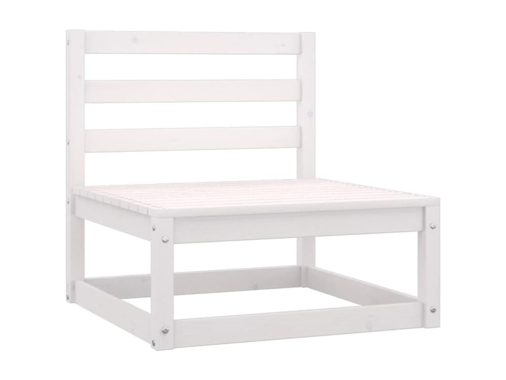 Ensemble de patio extérieur (9 pièces) - Blanc, bois de pin, avec coussins