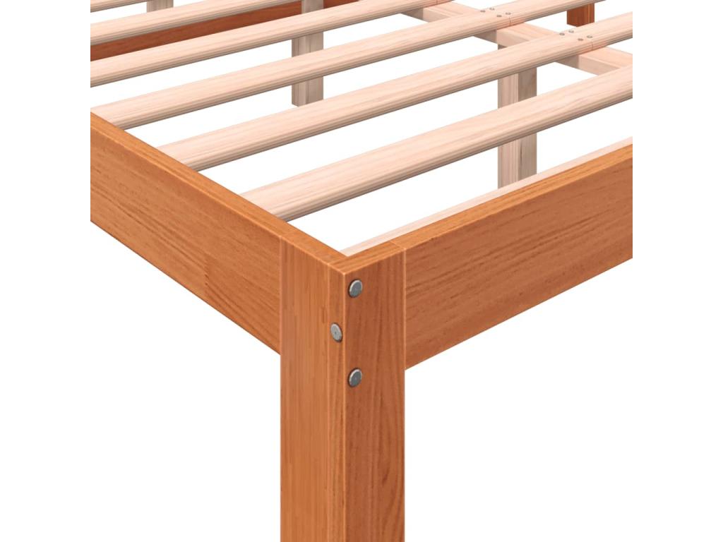 Cadre de lit marron - Bois de pin, 120 x 200 cm