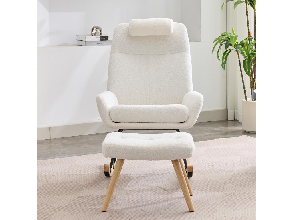 Fauteuil blanc - Revêtement en velours, 54 x 98 x 96,5 cm