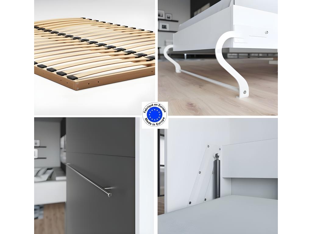 Lit gris - 140 x 200 cm