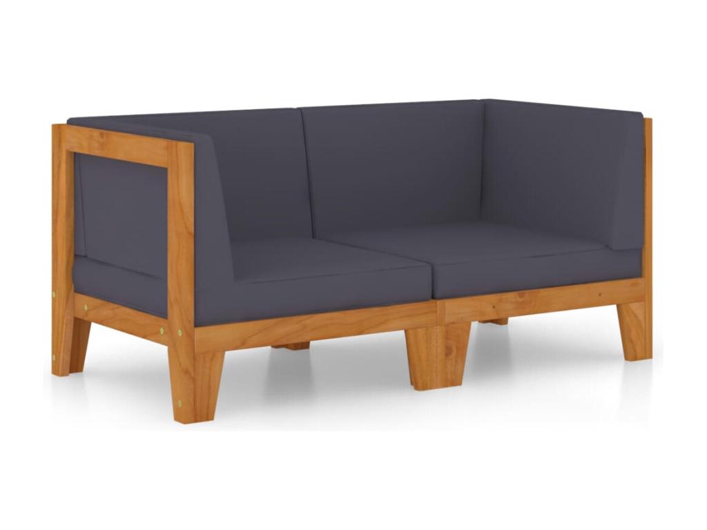 Canapé 2 places gris - Avec coussins