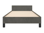 Cadre de lit gris - Revêtement en velours, 90 x 200 cm