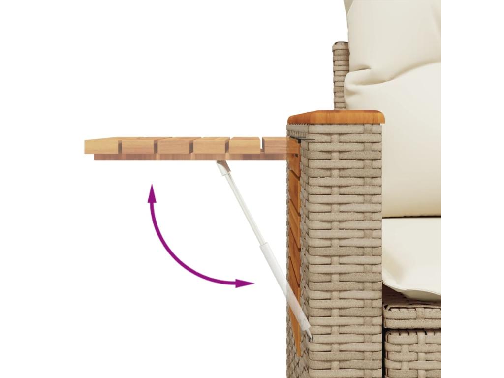 Ensemble de patio extérieur (8 pièces) - Beige, résine tissée, avec coussins