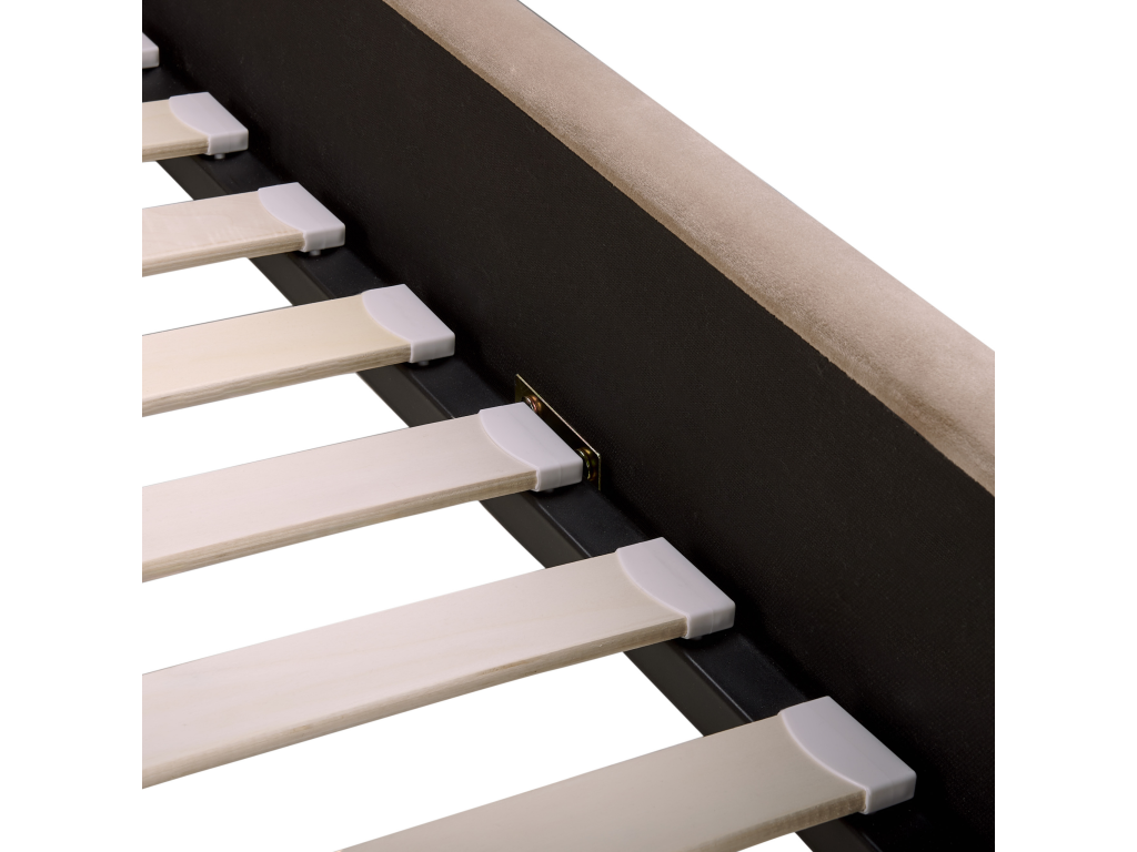 Lit beige - Revêtement en velours, 160 x 200 cm