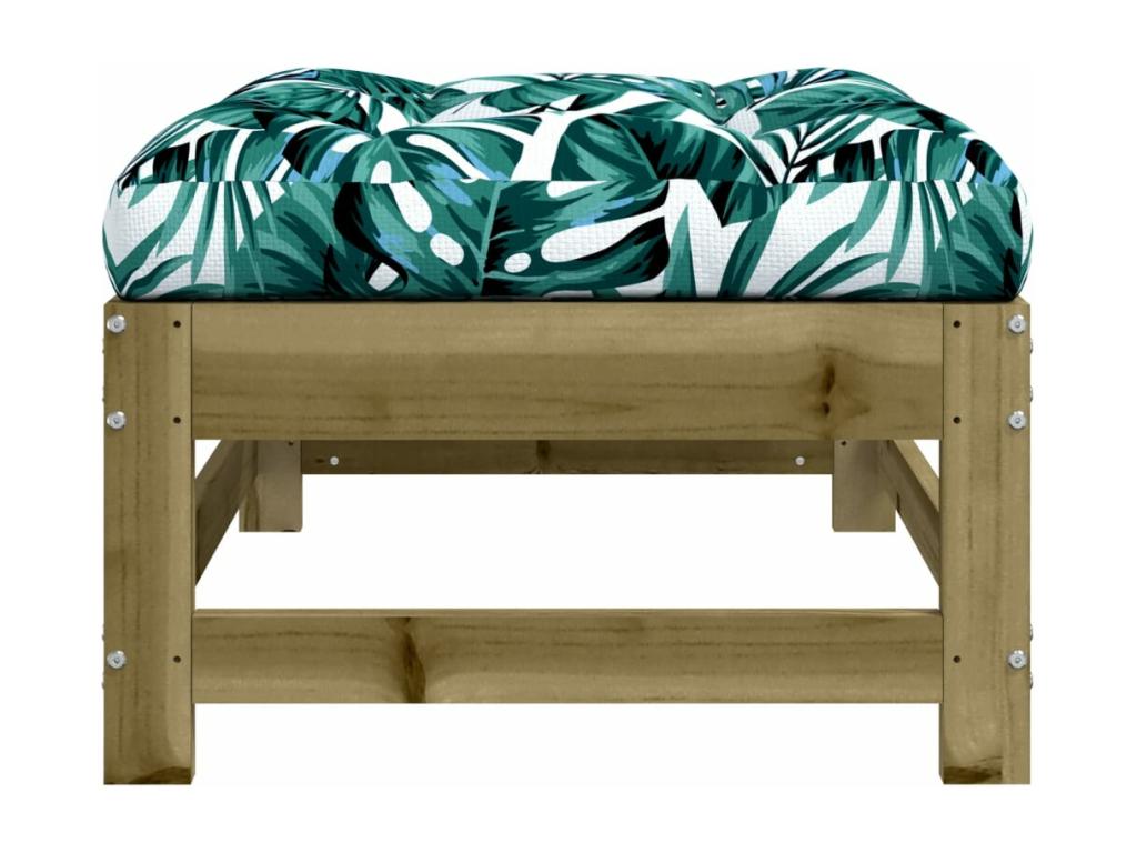 Repose-pieds marron - Bois de pin, avec coussins