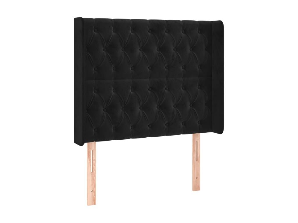 Tête de lit LED noire - Revêtement en velours, 16 x 118/128 cm