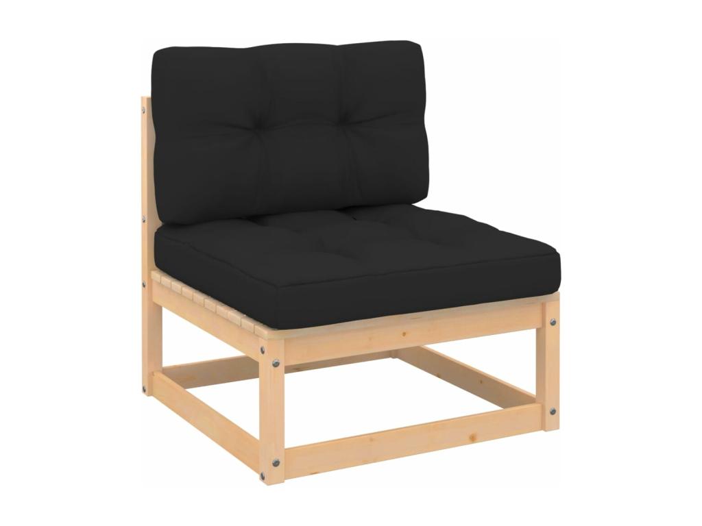 Ensemble de patio extérieur (5 pièces) - Gris anthracite, bois de pin, avec coussins