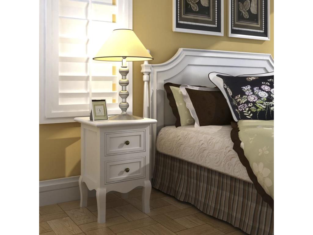 Table de chevet blanche - Avec tiroirs