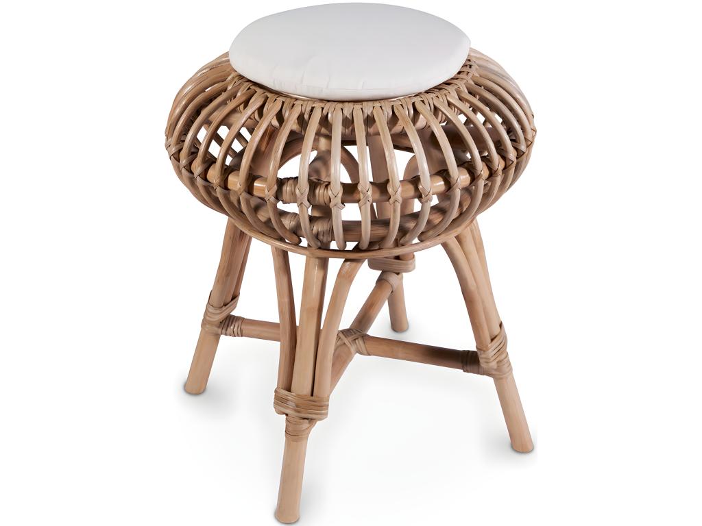 Tabouret de bar blanc en rotin