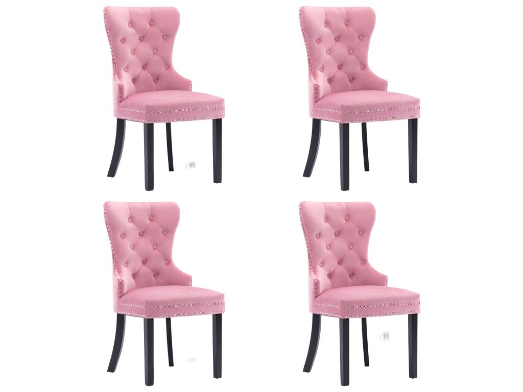 Ensemble de 4 chaises de salle à manger - Rose, revêtement en velours