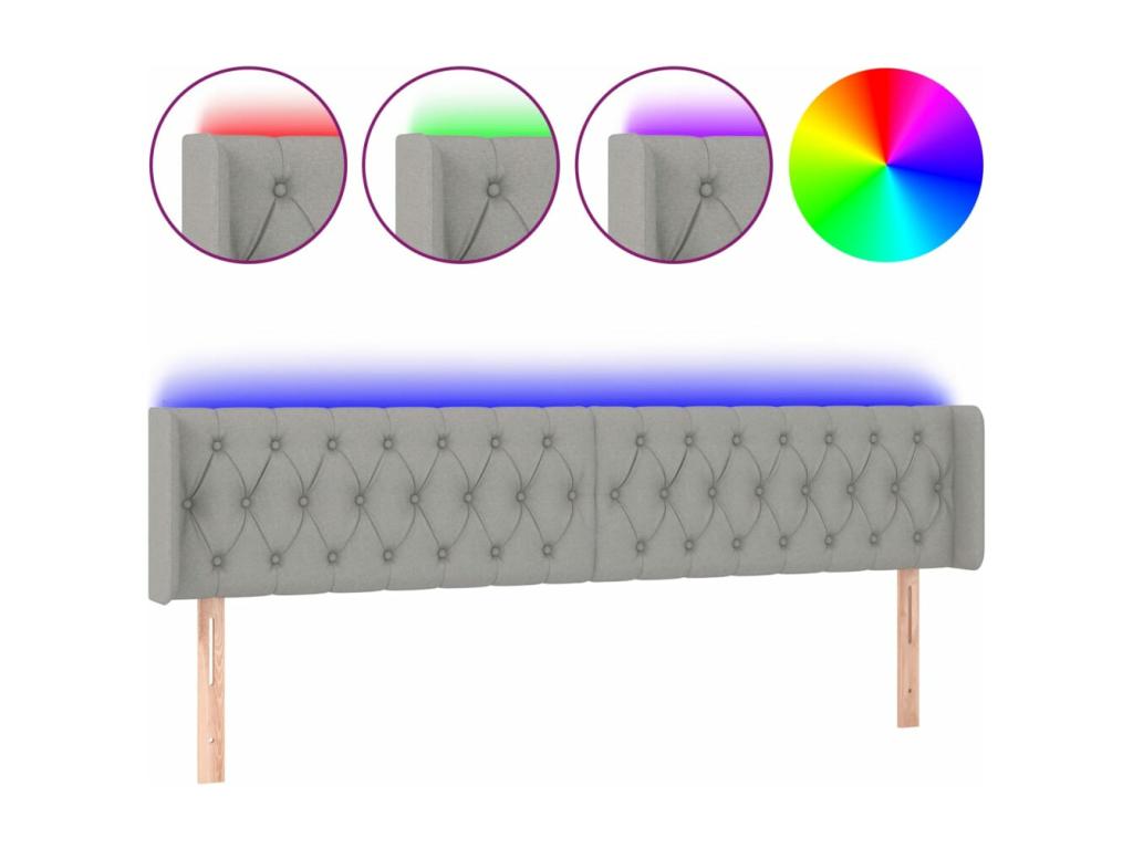 Tête de lit LED grise - 16 x 78/88 cm