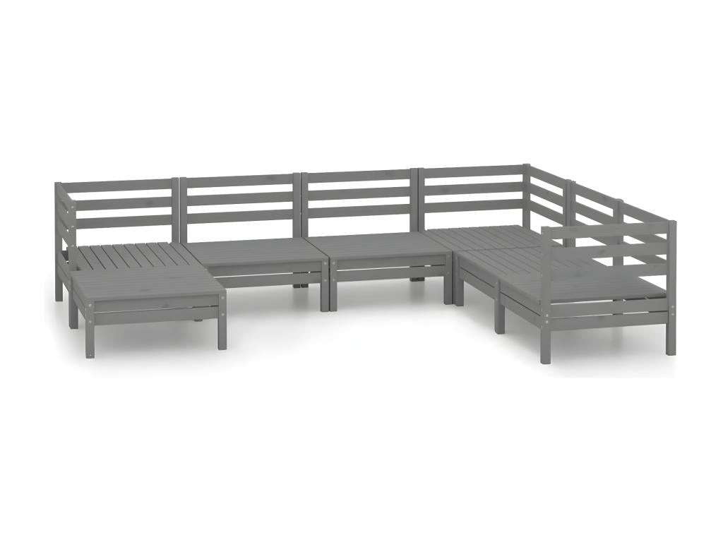Ensemble de patio extérieur (7 pièces) - Gris, pin