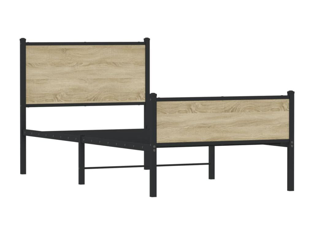 Cadre de lit marron - Métal, 75 x 190 cm