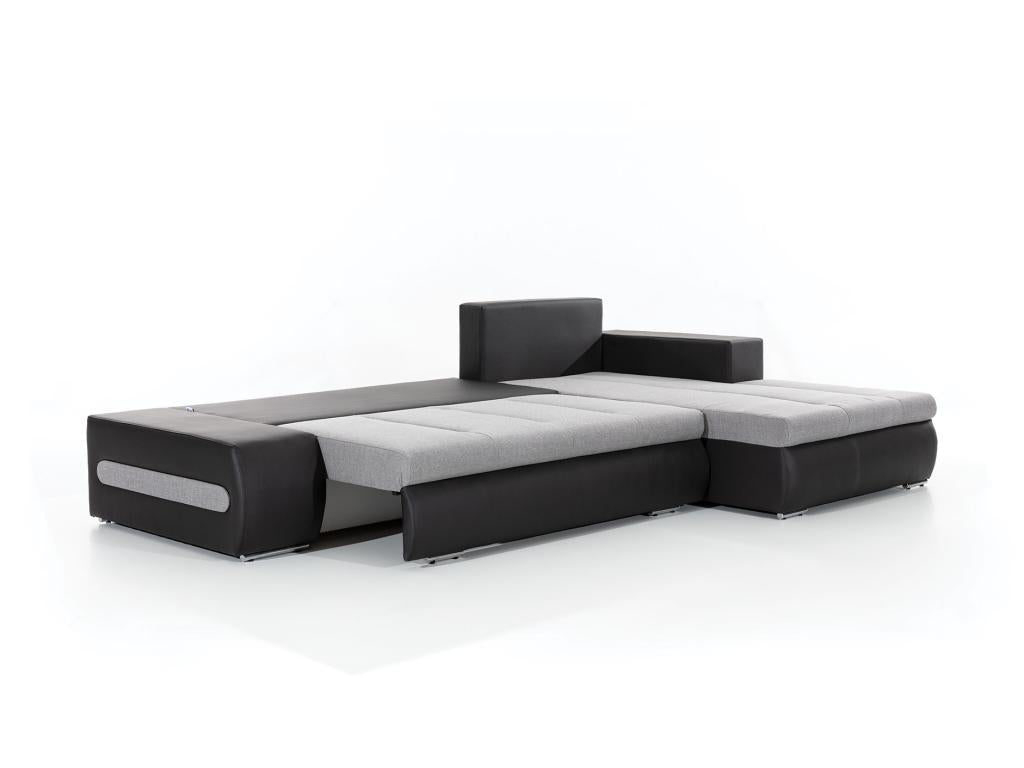 Canapé d'angle noir - Similicuir