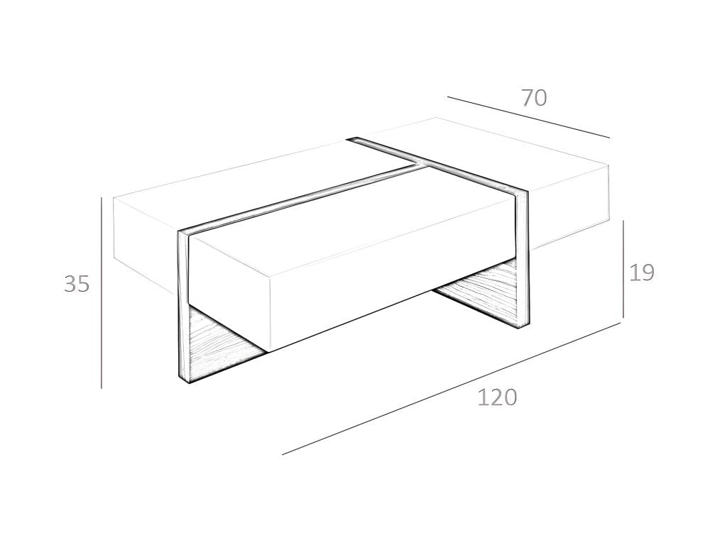 Table basse blanche naturelle foncée
