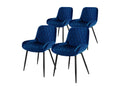 Ensemble de 4 chaises de salle à manger - Bleu, revêtement en velours
