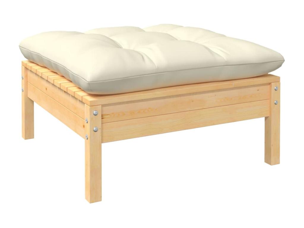 Ensemble de patio extérieur (7 pièces) - Lumière naturelle, bois de pin, avec coussins