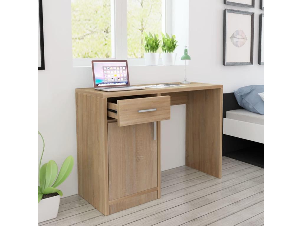 Bureau marron avec tiroirs, 100 x 40 x 73 cm