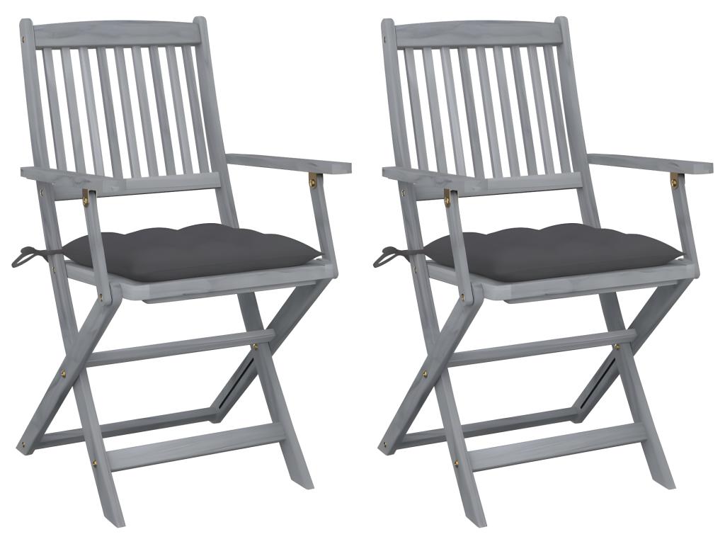 Ensemble de 2 chaises - Gris anthracite, avec coussins