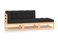 Ensemble de patio extérieur (3 pièces) - Gris anthracite, bois de pin, avec coussins