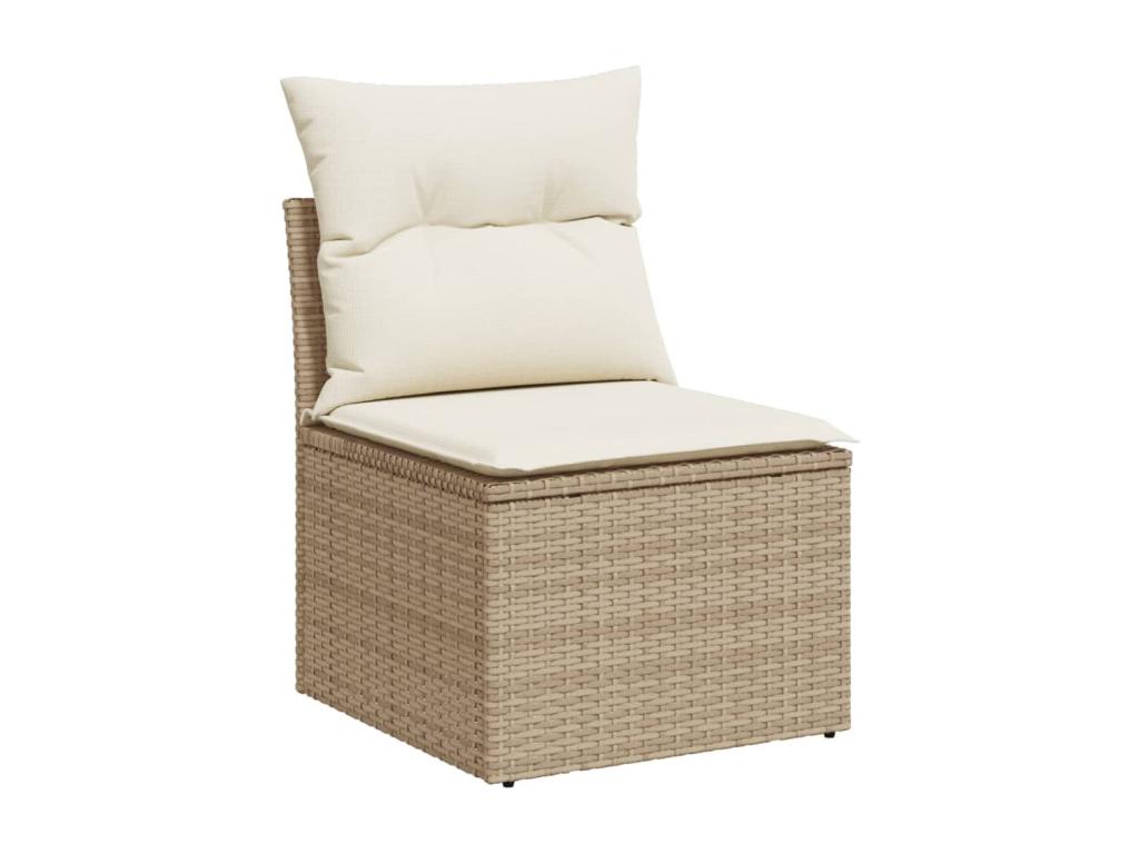 Ensemble de patio extérieur (8 pièces) - Beige, résine tissée, avec coussins
