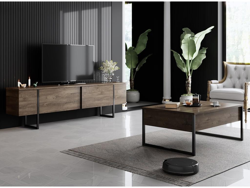 Table basse en métal noir gris anthracite, 60 x 90 cm