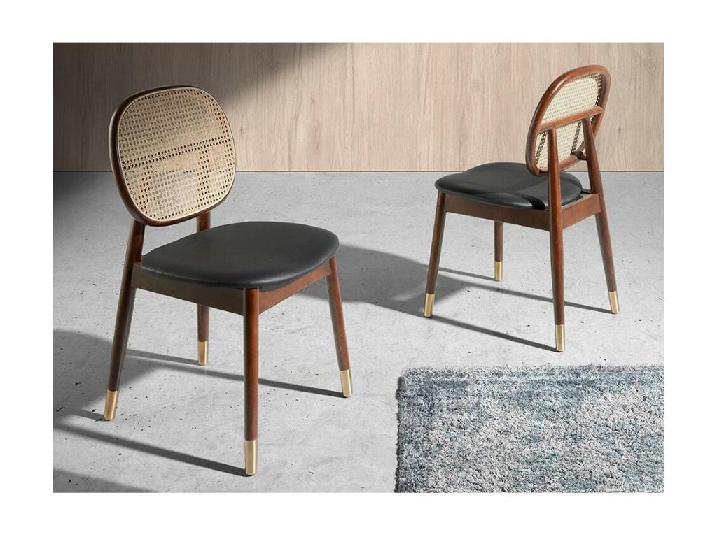 Ensemble de 2 chaises - Gris, similicuir