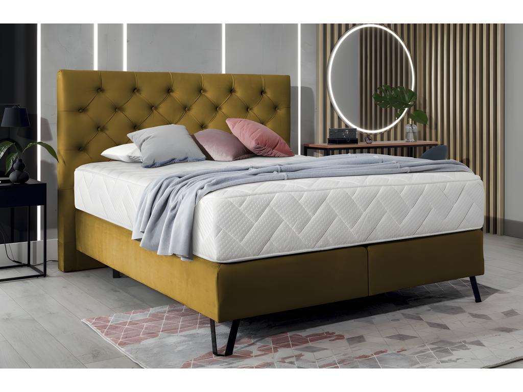 Lit Cuivre - Revêtement en velours, 160 x 200 cm