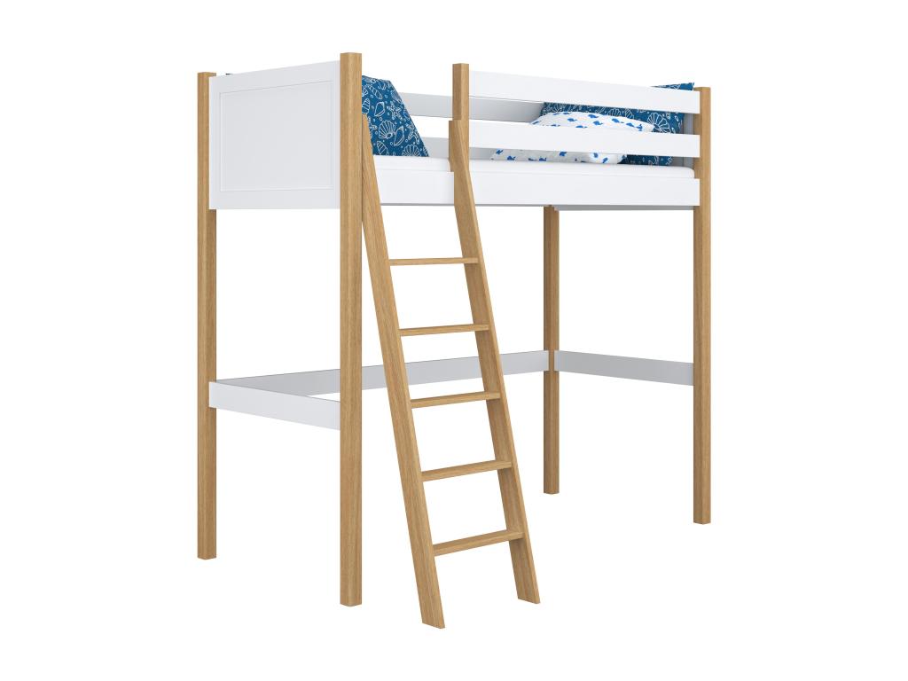 Lit mezzanine blanc et marron